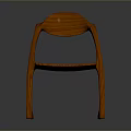 Modern Wooden Chair With Curved Backrest Armrests And Unique Leg Design