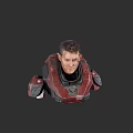 Detailed Game Movie Male Character With Red Worn Armor And Dark Background