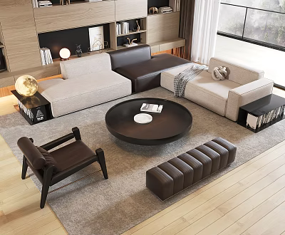 Minotti Modern Sofa Coffee Table Combination Modern Living Room Leisure Chair Style Furniture Coffee Table Month