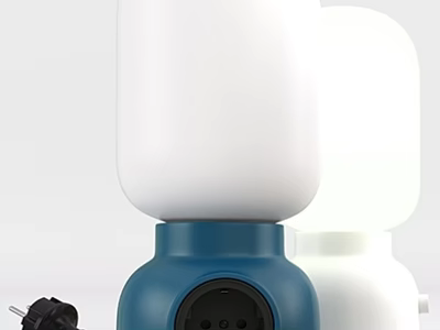 Modern Table Lamp With Blue Base And White Shade Contemporary Design 3d model