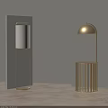 Modern Floor Lamps With Rectangular Frame And Dome Shade Brass Cylindrical Base 3d model