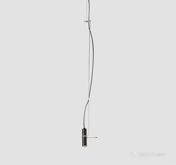 Modern Minimalist Pendant Light with Black Metal Frame and Long Hanging Design for Interior Spaces 3d model 