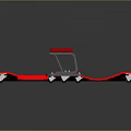 Sci-Fi Futuristic Red Medical Stretcher With Black Padding Metal Frame And Rolling Wheels XENITH