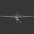 Light Green And White Passenger Aircraft With Twin Wings Tail Logo And Landing Gear