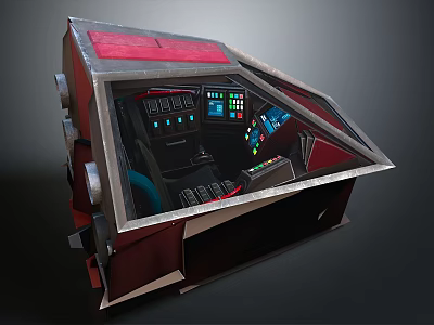 Advanced Spacecraft Cockpit Control Panel With Multiple Displays And Instrument Buttons 3d model