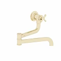 Chrome Plated Wall Mounted Faucet With Cross Handle And Curved Spout Design