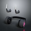 Modern Gray Headphones With Pink LED Lights And Comfortable Over Ear Cups Design