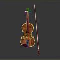 Classic Brown Wooden Violin With Bow As Elegant Household Musical Instrument