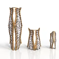 Organ And Hair Inspired Textured Decorative Metallic Objects In Silver Gold Finish With Three Sizes