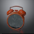 Red Vintage Alarm Clock With Double Bells And Round Dial Reflective Surface And Classic Design