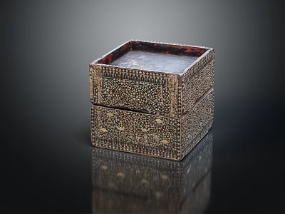 Vintage Ornamental Decor Set With Intricate Carved Design Decorative Storage Box 3d model