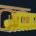 Cute Photo Spot With Yellow Train Arched Porch And Railway Track