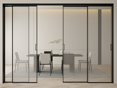 Frosted glass sliding door Changhong glass dining table and chair sliding door swing door sliding door single door track door 3d model