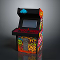 Graffiti Decorated Arcade Machine With Colorful Artwork Screen And Red Controls