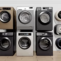Various Modern Front Loading Washing Machines In Different Colors And Styles 3d model