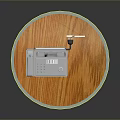 Vintage Desktop Telephone On Wooden Round Table With Power Adapter