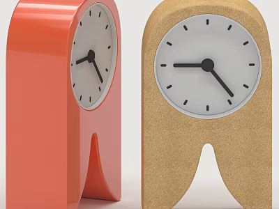 Modern Minimalist Table Clocks in Red and Brown Stylish Home Decor Accessories 3d model