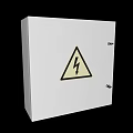 Industrial Electrical Control Cabinet With White Enclosure And Yellow High Voltage Warning Sign