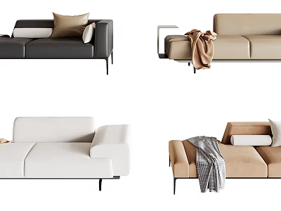 Modern Chaise Lounge Designs With Pillows Blankets And Various Color Options 3d model