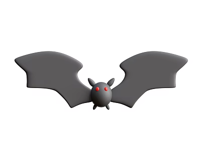 Gray Bat with Red Eyes and Spread Wings in Flight Illustration 3d model