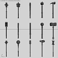 Various Metal Weapons With Different Designs And Tool Shapes Collection 3d model