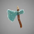 Handcrafted Turquoise Crystal Axe With Natural Wooden Handle And Blue Blade