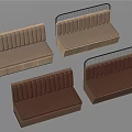 Modern Booth Sofas with Brown Beige Upholstery Wooden Frame and LED Lighting 3d model