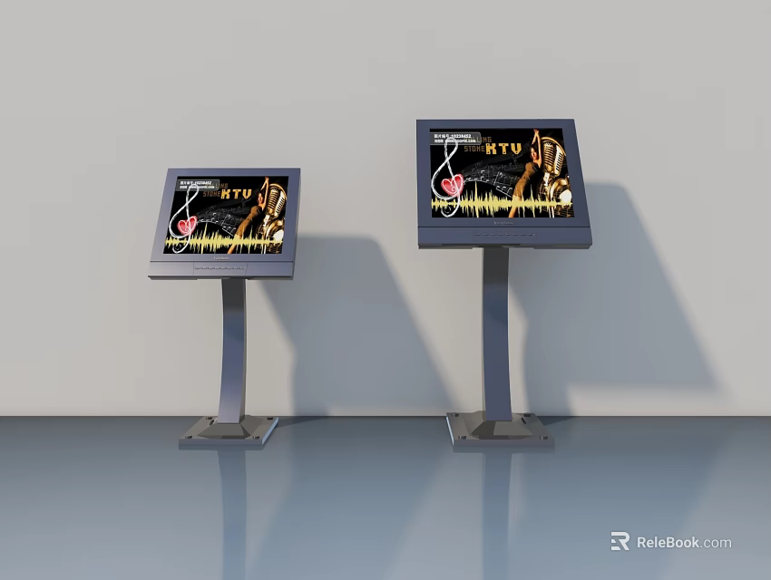 Modern Swing Door Design Featuring Digital Display Screens And Gray Background 3d model