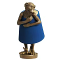 Unique Decorative Table Lamp With Monkey Shaped Golden Base And Blue Lampshade 3d model