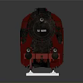 Detailed Black Train Model With Red Wheels On White Tracks