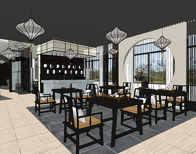 New Chinese Teahouse Tea Room 3d model