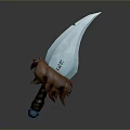 Enchanted Ice Blade with Transparent Blue Edge and Brown Horned Beast Handle