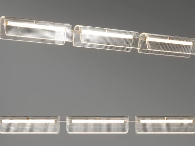 Modern Transparent Chandelier with Long Rectangular Shape and Metal Frame Design 3d model