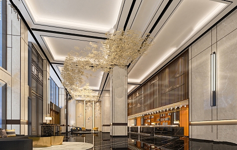 New Chinese Hotel Lobby 3d model