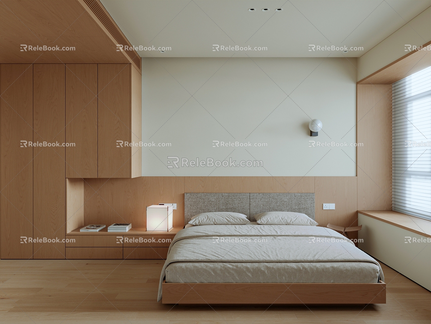 Log wind minimalist bedroom 3d model