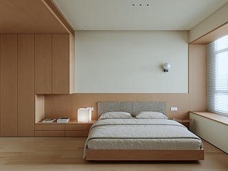 Log wind minimalist bedroom 3d model