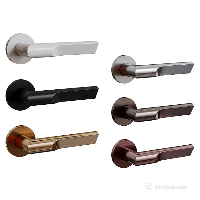 Modern Door Handles in Various Colors for Stylish Home Interior Design 3d model 