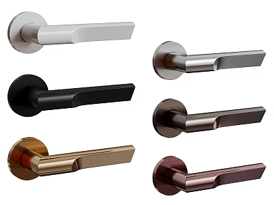 Modern Door Handles in Various Colors for Stylish Home Interior Design 3d model