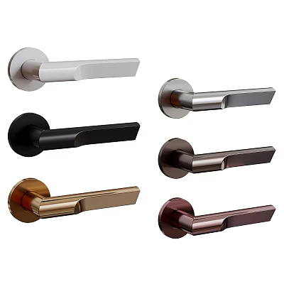 Modern Door Handles in Various Colors for Stylish Home Interior Design 3d model