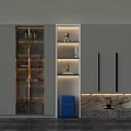 Modern Wine Cabinet With Glass Door LED Lighting And Marble Accent Interior Design