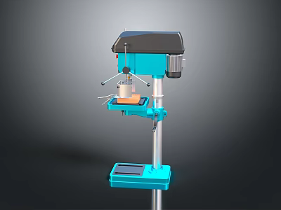 Blue Industrial Drill Press With Stable Base Column And Worktable 3d model