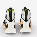 Nike High Top Shoes With White Black Orange Design And Unique Laces Thick Sole