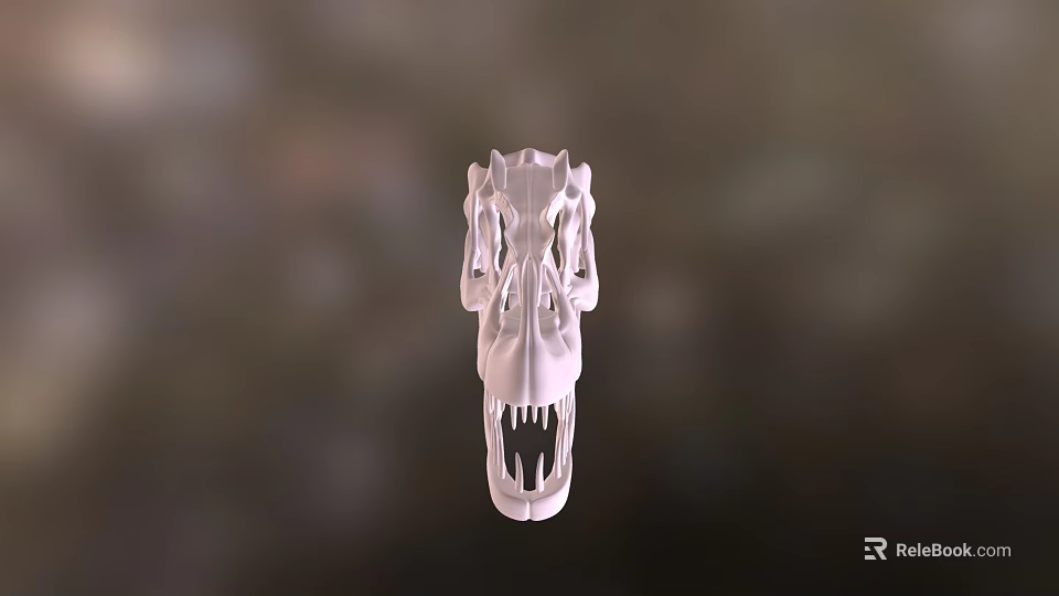 White Skull Model With Detailed Structure And Sharp Teeth Decorative Art Piece 3d model 