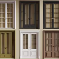Double Doors Featuring Various Colors Glass Panel Designs and Solid Panel Styles 3d model