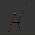 Classic Wooden Single Chair With Armrests And Vertical Slat Backrest Design