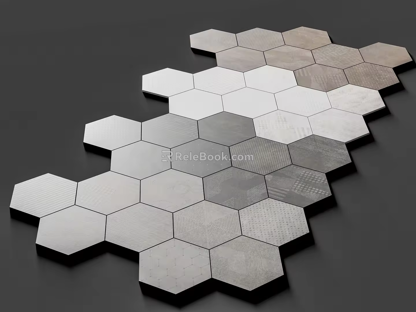 Hexagonal tiled floor tile 3d model