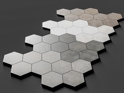 Hexagonal tiled floor tile 3d model