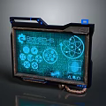 Biomechs Solutions Digital Control Panel With Tech Icons And Scientific Interface
