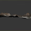 Alpine Plants Growing On Mountain Terrain Model With Winding Roads And Snowy Areas