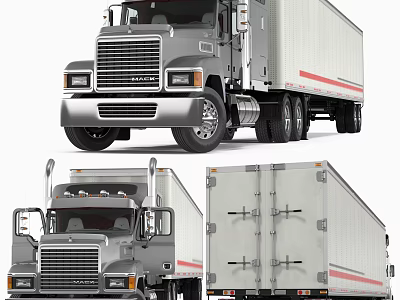 Heavy Duty Commercial Box Truck Shown From Multiple Angles With Cargo Box 3d model